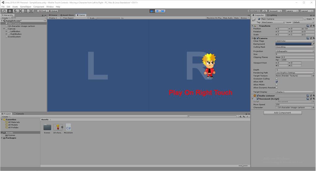 Mobile Touch Controls - Moving A Character From Left To Right Using C# Scripts In Unity
